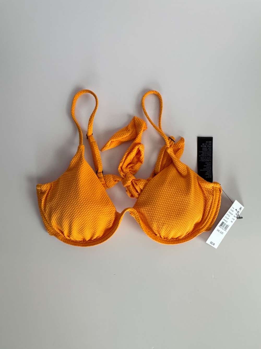 VYB Orange Textured Underwire Bikini Top Small NWT